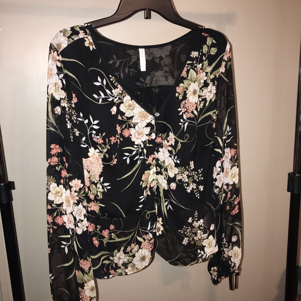 Floral sheer blouse